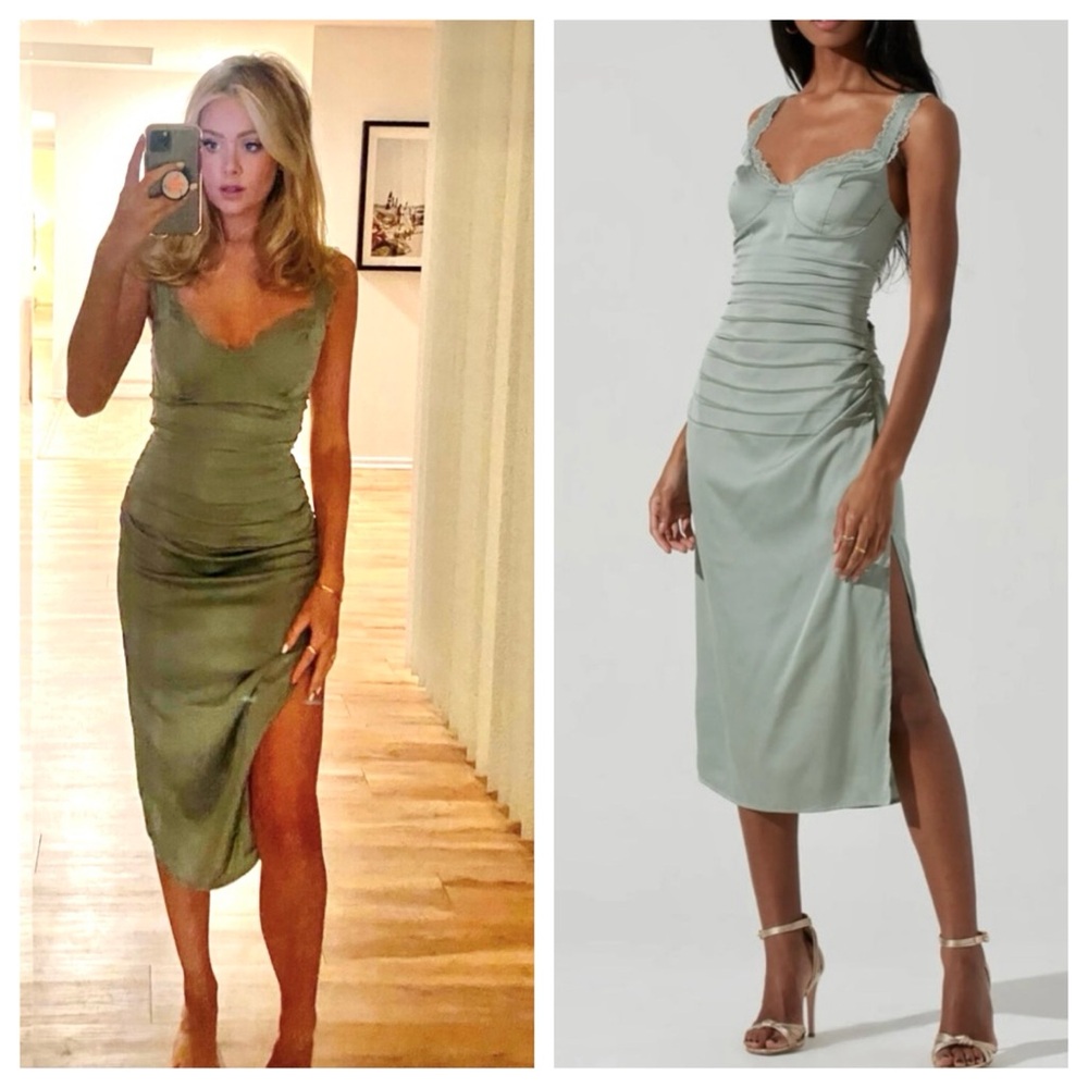 Astr Sage Green Midi Dress